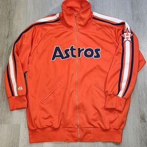Vintage Cooperstown Collection Houston Astros MLB Jacket Men 3XL Orange Full Zip